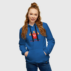 Толстовка-худи хлопковая женская Федор в футболке, цвет: синий — фото 2