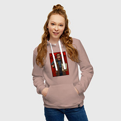 Толстовка-худи хлопковая женская Postal - petition, цвет: пыльно-розовый — фото 2