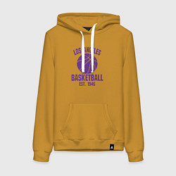 Толстовка-худи хлопковая женская Basketball Los Angeles, цвет: горчичный
