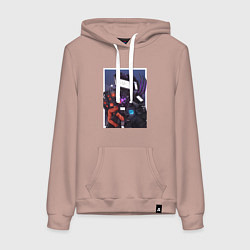 Толстовка-худи хлопковая женская ТВ Мен со Спикерменом и Камераменом, цвет: пыльно-розовый