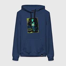 Толстовка-худи хлопковая женская Snake Alice Cooper, цвет: тёмно-синий