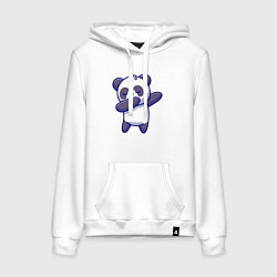 Толстовка-худи хлопковая женская Dabbing panda, цвет: белый