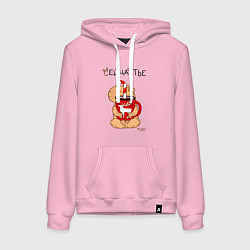 Толстовка-худи хлопковая женская Капибара и кружка кофе: сейчастье, цвет: светло-розовый