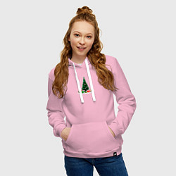 Толстовка-худи хлопковая женская Рождественская ёлка, цвет: светло-розовый — фото 2