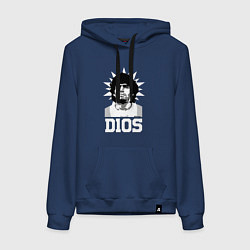 Толстовка-худи хлопковая женская Dios Diego Maradona, цвет: тёмно-синий