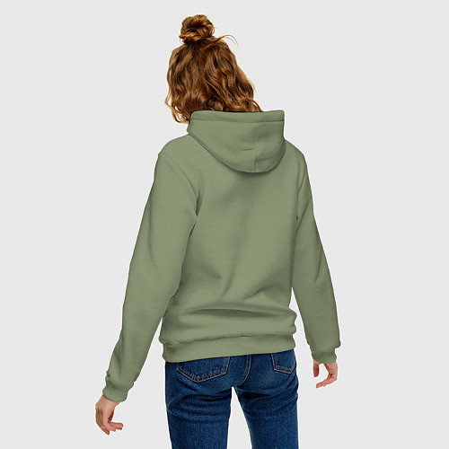 Женская толстовка-худи Белая лошадь на фоне неба / Авокадо – фото 4