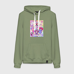 Толстовка-худи хлопковая женская The amazing digital circus together, цвет: авокадо