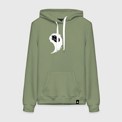 Толстовка-худи хлопковая женская Инь ян белый парная, цвет: авокадо