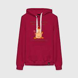 Толстовка-худи хлопковая женская Мем капибара: мне нужен мир, цвет: маджента