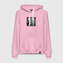 Толстовка-худи хлопковая женская Back in black - AC DC, цвет: светло-розовый