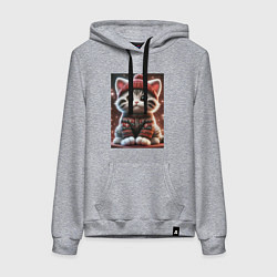 Толстовка-худи хлопковая женская Котенок в свитере, цвет: меланж