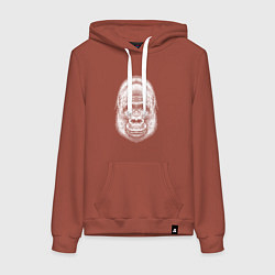 Толстовка-худи хлопковая женская Морда веселой гориллы, цвет: кирпичный
