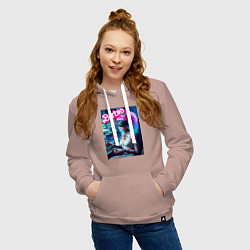 Толстовка-худи хлопковая женская Barbie is an avid gamer, цвет: пыльно-розовый — фото 2