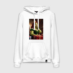 Толстовка-худи хлопковая женская Шрек: Фиона с подарками, цвет: белый