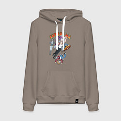 Толстовка-худи хлопковая женская Футурама в космосе, цвет: утренний латте