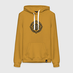 Толстовка-худи хлопковая женская Роза ветров, цвет: горчичный