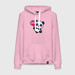 Толстовка-худи хлопковая женская Милая панда со знаком стоп, цвет: светло-розовый