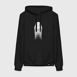 Толстовка-худи хлопковая женская Голова гуся анфас, цвет: черный