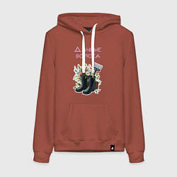 Толстовка-худи хлопковая женская Дачные войска - отряд цветоводов, цвет: кирпичный