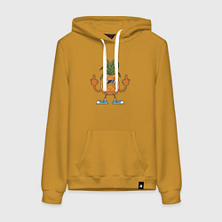 Толстовка-худи хлопковая женская Ананасовый привет, цвет: горчичный