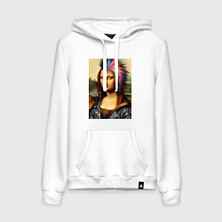 Толстовка-худи хлопковая женская Mona Lisa - punks not dead, цвет: белый