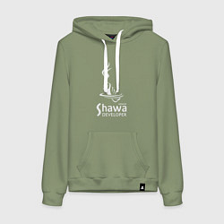 Толстовка-худи хлопковая женская Senior shawa developer white, цвет: авокадо