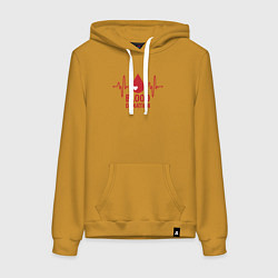 Толстовка-худи хлопковая женская Донорство крови, цвет: горчичный