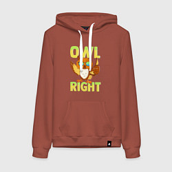 Женская толстовка-худи Owl right - каламбур отлично