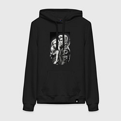 Толстовка-худи хлопковая женская Барби и Кен - киберпанк эскиз, цвет: черный