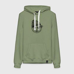 Толстовка-худи хлопковая женская Ягнёнок модный, цвет: авокадо