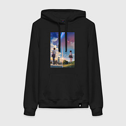 Толстовка-худи хлопковая женская Твоё имя Таки Татибана, цвет: черный