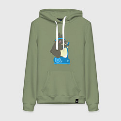 Толстовка-худи хлопковая женская Тоторо спортсмен, цвет: авокадо