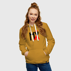 Толстовка-худи хлопковая женская Шифровка нецензурная, цвет: горчичный — фото 2