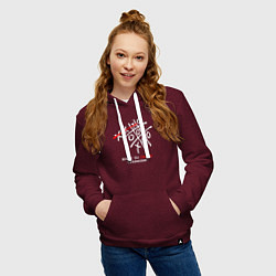 Толстовка-худи хлопковая женская Живу по своим правилам - крестики нолики, цвет: меланж-бордовый — фото 2
