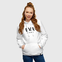 Толстовка-худи хлопковая женская Eva never alone - motto, цвет: белый — фото 2