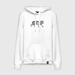 Толстовка-худи хлопковая женская Тигр в новогодней шапке, цвет: белый