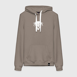 Толстовка-худи хлопковая женская Знак школы грифона с потертостями - Ведьмак 3, цвет: утренний латте