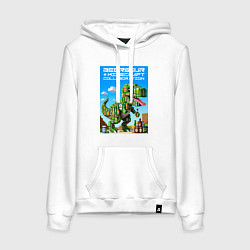 Толстовка-худи хлопковая женская Кубический пивозавр ai art, цвет: белый