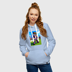 Толстовка-худи хлопковая женская Jotaro Kujo and Minecraft - collaboration, цвет: мягкое небо — фото 2