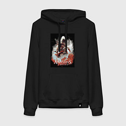 Толстовка-худи хлопковая женская Assassins creed poster, цвет: черный