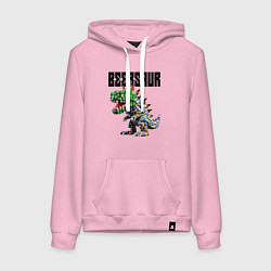 Толстовка-худи хлопковая женская Beersaur - meme ai art, цвет: светло-розовый