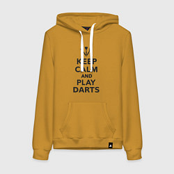Толстовка-худи хлопковая женская Расслабься и играй в дартс, цвет: горчичный