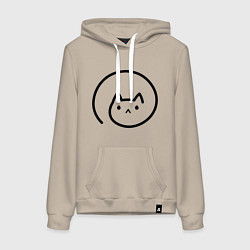Толстовка-худи хлопковая женская Кошака, цвет: миндальный