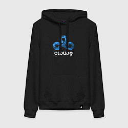 Толстовка-худи хлопковая женская Cloud9 - blue cloud logo, цвет: черный