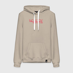 Толстовка-худи хлопковая женская Nobody wants to die logo, цвет: миндальный