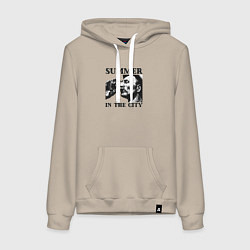 Толстовка-худи хлопковая женская Лето в городе, цвет: миндальный