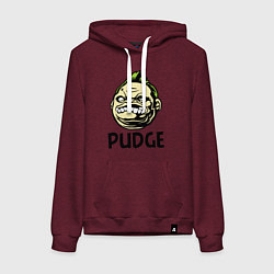 Толстовка-худи хлопковая женская Pudge Face, цвет: меланж-бордовый