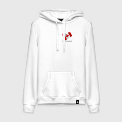 Толстовка-худи хлопковая женская Im Canadian - motto, цвет: белый