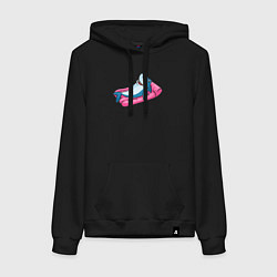 Толстовка-худи хлопковая женская Акула на отдыхе, цвет: черный