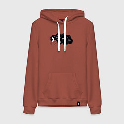 Толстовка-худи хлопковая женская Космос в волосах, цвет: кирпичный